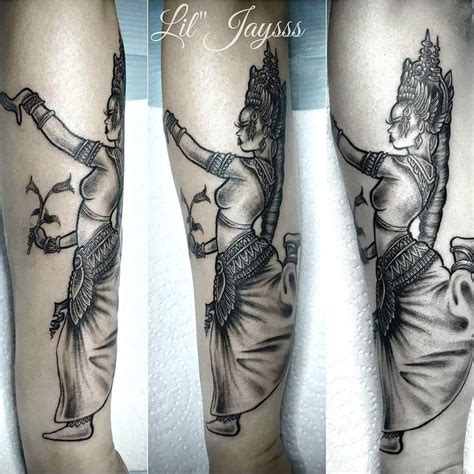 Apsara tattoo by Lil'Jaysss Cambodian dancer | Khmer tattoo, Dancer tattoo, Tattoos