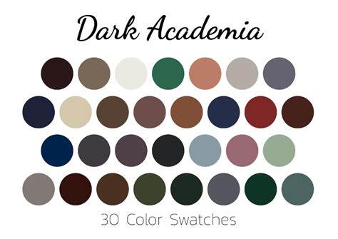Dark Academia, Color Swatches, Color Palette, iPad - Etsy | Color swatches, Digital paint color ...