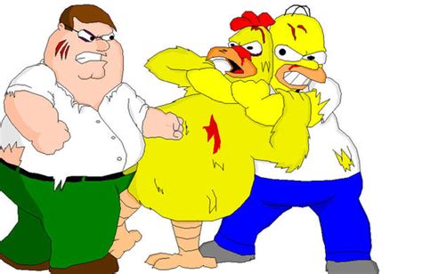 homer and peter vs chicken by d-latt on DeviantArt