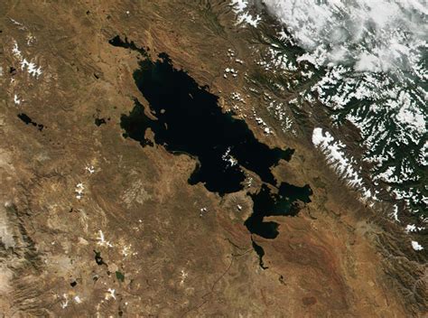 Satellite Image, Photo of Titicaca Lake, Bolivia - Peru