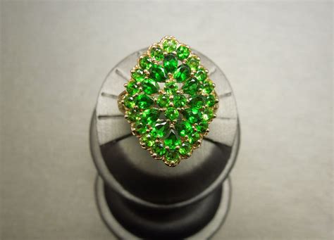 Vintage Tsavorite Garnet Ring 3.94TCW Dinner Cocktail Filigree 14KT Yellow Gold C1980 Tsavorite ...