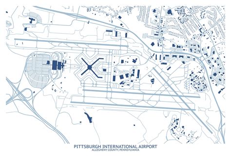 Pittsburgh International Airport Map Pittsburgh Map Company - Etsy Singapore