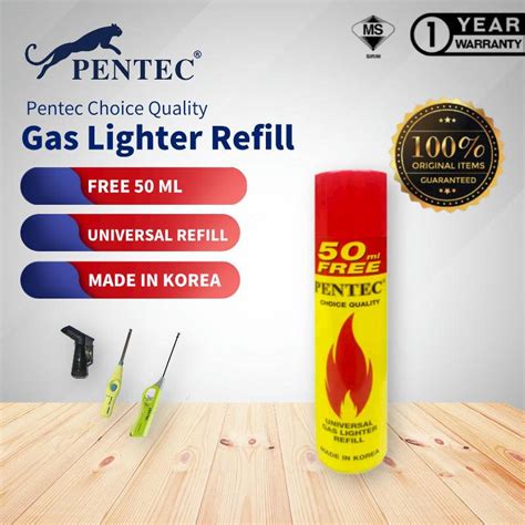 PENTEC Universal Butane Gas Refill For Lighter 300ml Free 50ml