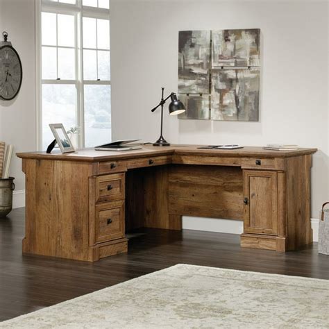 Sauder Palladia L-Shaped Desk, Vintage Oak Finish - Walmart.com - Walmart.com