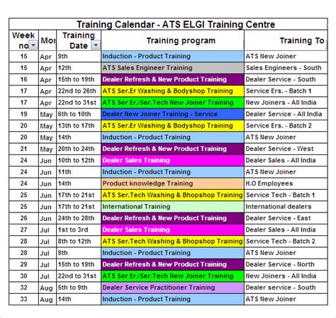 FREE 19+ Training Calendar Templates in Google Docs | MS Word | Apple Pages | PDF