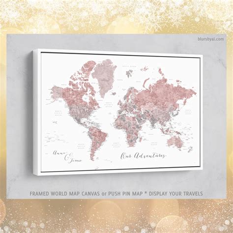 Custom world map with US state capitals, cities, states and countries ...