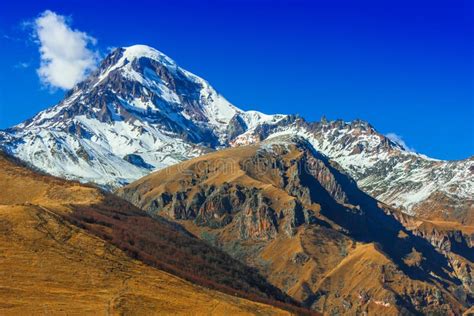 Mount Kazbek, the Third Highest Peak in Georgia Stock Photo - Image of hike, stepantsminda ...