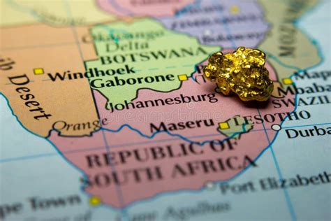 Gold-nugget and a Map of South Africa Stock Image - Image of gold, economy: 239935623