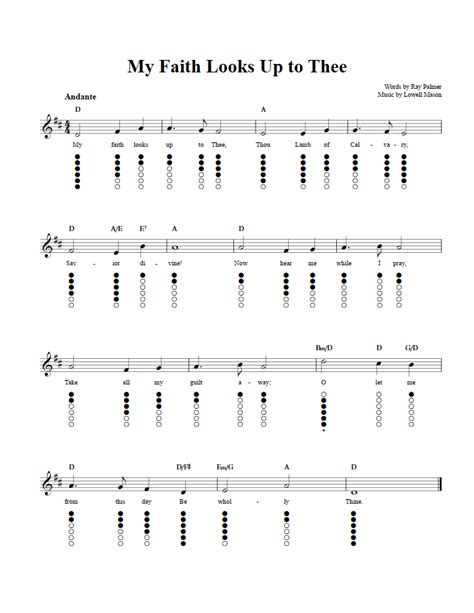 My Faith Looks Up to Thee - Tin Whistle Sheet Music and Tab with Chords ...