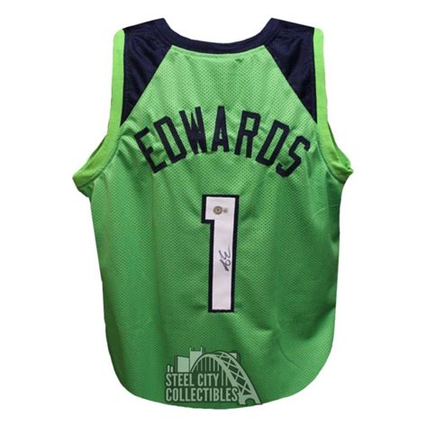 Anthony Edwards Autographed Minnesota Custom Green Basketball Jersey - BAS | Steel City Collectibles