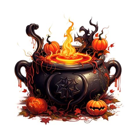 Premium AI Image | Halloween cauldron on white background