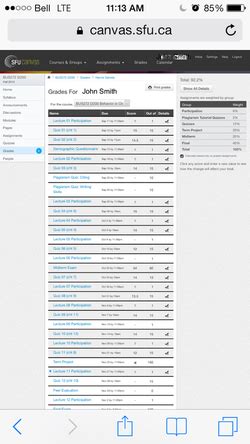 Canvas Mobile App - SFU Student Learning Tools