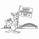 Happy Australia Day With Kangaroo coloring Page  Download Print Or sketch template