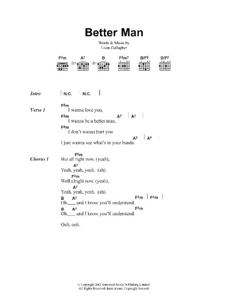 Better Man by Oasis - Guitar Chords/Lyrics - Guitar Instructor