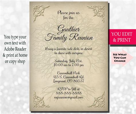 Family Reunion Invitation, Family Party Invitation, Family Get Together ...