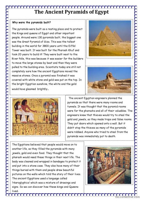 The Ancient Pyramids of Egypt: English ESL worksheets pdf & doc