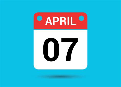 April 7 Calendar Date Flat Icon Day 7 Vector Illustration 34900344 Vector Art at Vecteezy