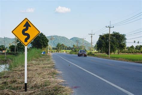 Traffic Sign on Country Road Editorial Image - Image of blue, mountain ...