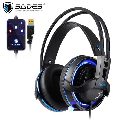 SADES Diablo Realtek Gaming Headset Headphones Surround Sound USB Headphones Volume RGB Light-in ...