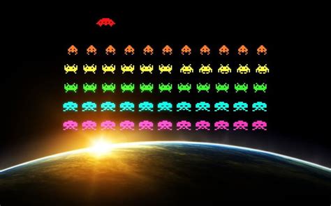 Galaga game wallpaper, pixels, pixel art, digital art, video games ...