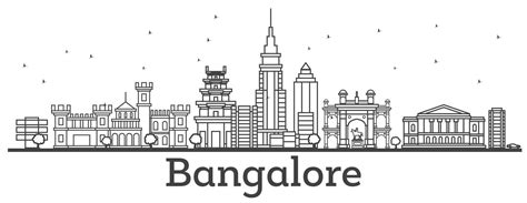 Outline Bangalore Skyline with Historic Buildings. 13975308 Vector Art ...