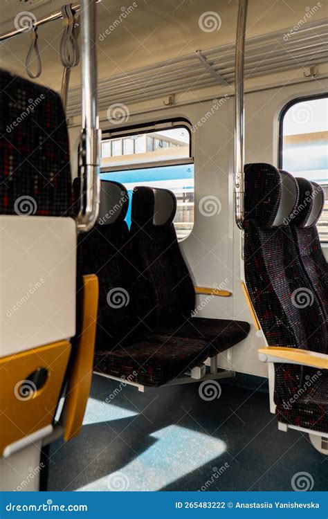 View on Railroad Track from the Window of Fast Train. Interior View at ...