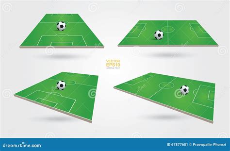 Vector Perspective View of Soccer Field and Soccer Ball Collection. Stock Vector - Illustration ...