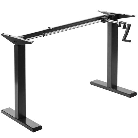 VIVO Black Manual Height Adjustable Stand Up Desk Frame Crank System, Ergonomic Standing ...