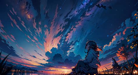 1280x700 Resolution Anime Girl Looking for Sunset 1280x700 Resolution ...