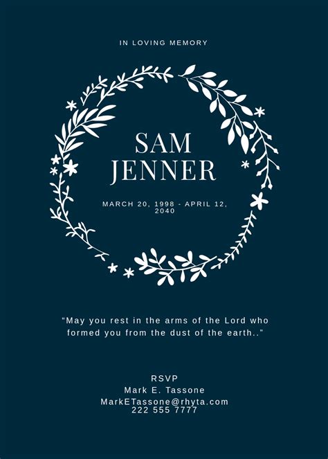 Simple Funeral Memorial Card Template - Edit Online & Download Example | Template.net