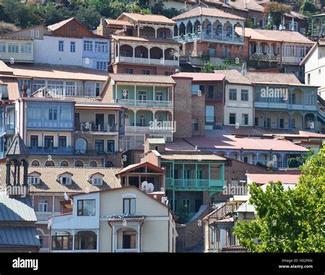 Old buildings in Tbilisi Old town Sololaki Stock Photo - Alamy