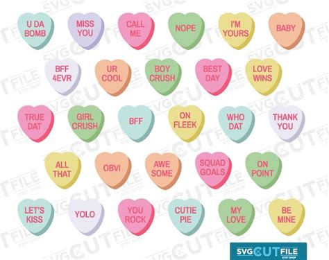 Conversation hearts svg candy heart valentine conversation | Etsy