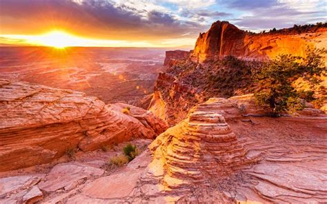 Download wallpapers Canyonlands National Park, 4k, sunset, desert, canyon, Utah, USA, american ...