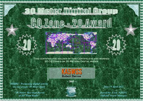 CQ Zone Award (30MDG) - KA5WSS