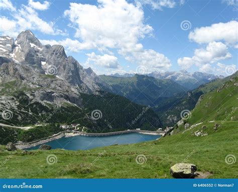 Fedaia lake stock photo. Image of lake, holidays, cliff - 6406552