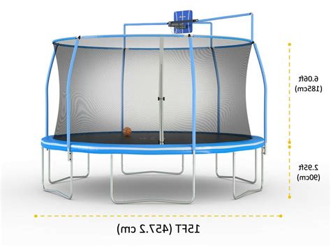 Bounce Pro 15-Foot Trampoline w/Enclosure and Basketball Hoop,