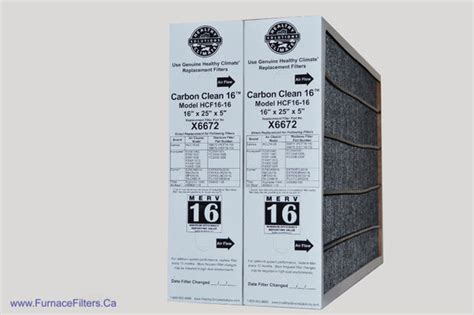 Lennox X6672 Furnace Filter 16x25x5 Healthy Climate Carbon Clean MERV 16 for Model HCF16-16 ...