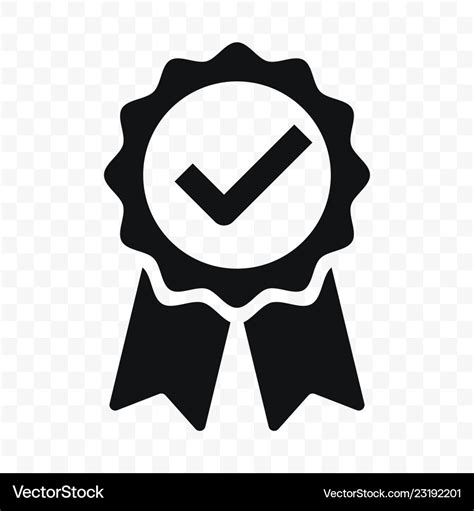 Quality icon certified check mark ribbon label Vector Image