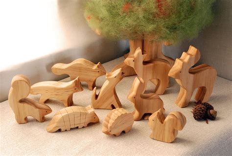 Maple Wood Crafted Animals, Set of 10, Waldorf Inspired | Carved wooden ...