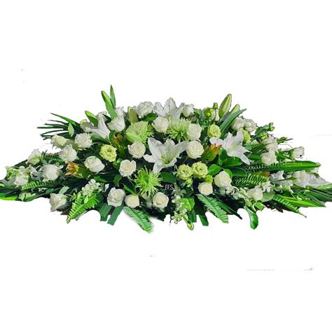 White & Lime Casket of Flowers - The Funeral Flower Shop