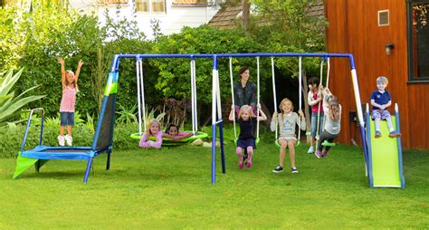 Sportspower Mountain View Metal Trampoline/Slide and Swing Set | eBay