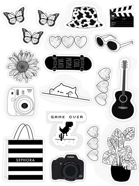 Aesthetic Fondo | Scrapbook stickers printable, Iphone case stickers, Black and white stickers