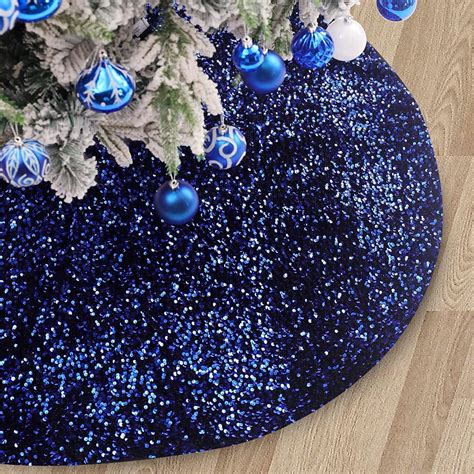 48 Inch Blue Christmas Tree Skirt Large Sequins Tree Skirts - Etsy