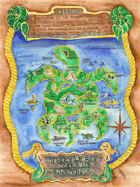 Turtle Bay Island Map Painting by Katheryn Napier