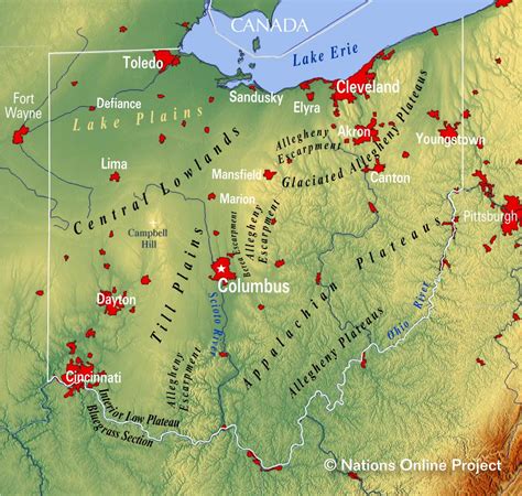 Map of Ohio State, USA - Nations Online Project