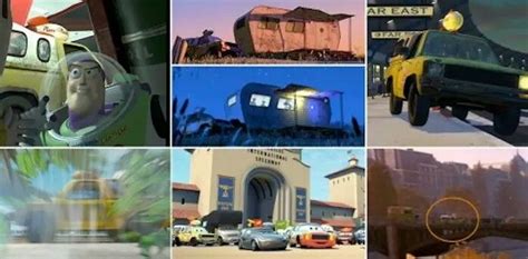 The Pizza Planet truck has been featured in a ton of Disney movies. From left to right. Toy ...