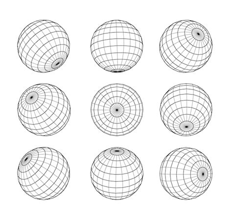 Free Vector | Wireframe sphere in different positions Globe Grid set Planet Earth orb vector ...