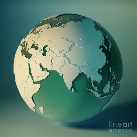 India Globe Countries 3D Render Planet Earth DOF Digital Art by Frank Ramspott - Pixels