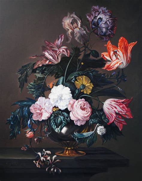 Dutch still life with flowers Painting by Lesya Rygorchuk | Saatchi Art