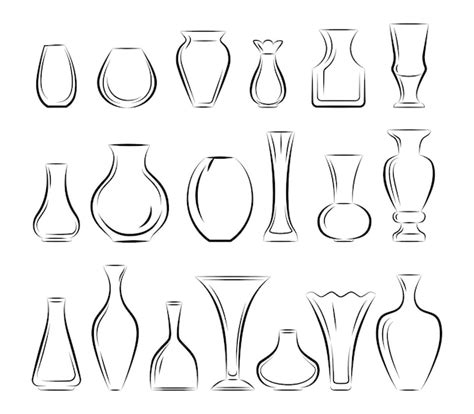 Premium Vector | Vases set18 предметов of different shapes a collection ...